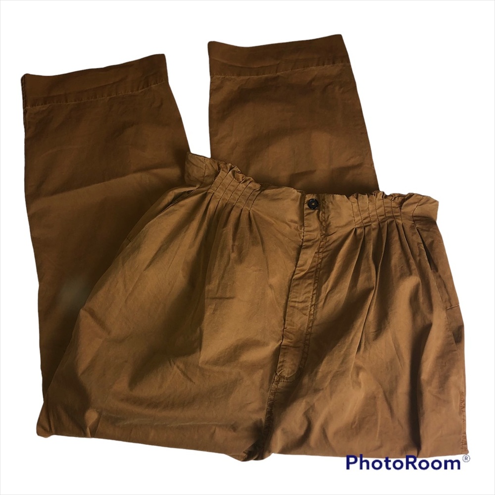 FREE PEOPLE Twill Paper bag high waisted pleat front cropped pant NWOT Sz Lg